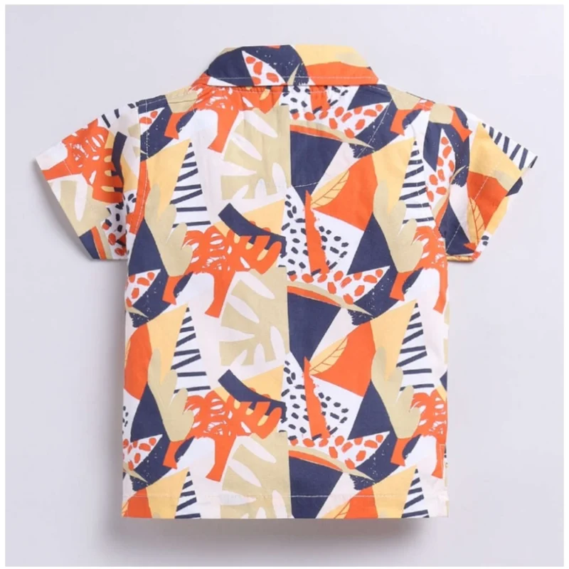 Generic Boy's Lycra Blend Printed Short Sleeve Shirt and Shorts Set (MultiColor) - Image 3