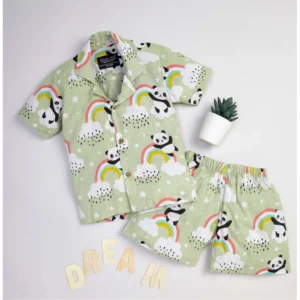 Generic Boy's Lycra Blend Printed Short Sleeve Shirt and Shorts Set (MultiColor)