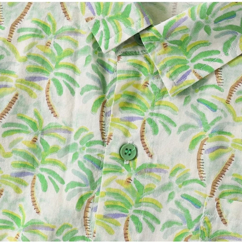 Generic Boy's Cotton Blend Printed Short  Sleeve Shirt (Green) - Image 3