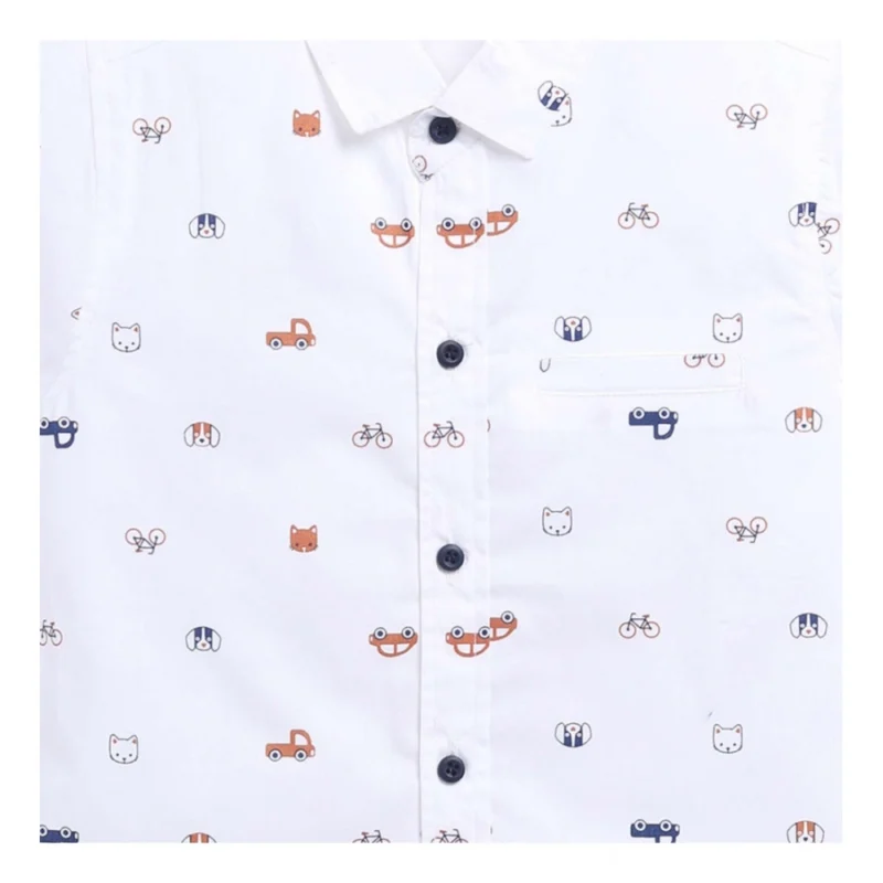 Generic Boy's Cotton Blend Printed Short Sleeve Shirt (White) - Image 3