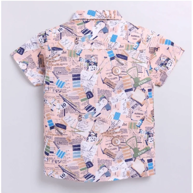 Generic Boy's Cotton Blend Printed Short Sleeve Shirt (MultiColor) - Image 3