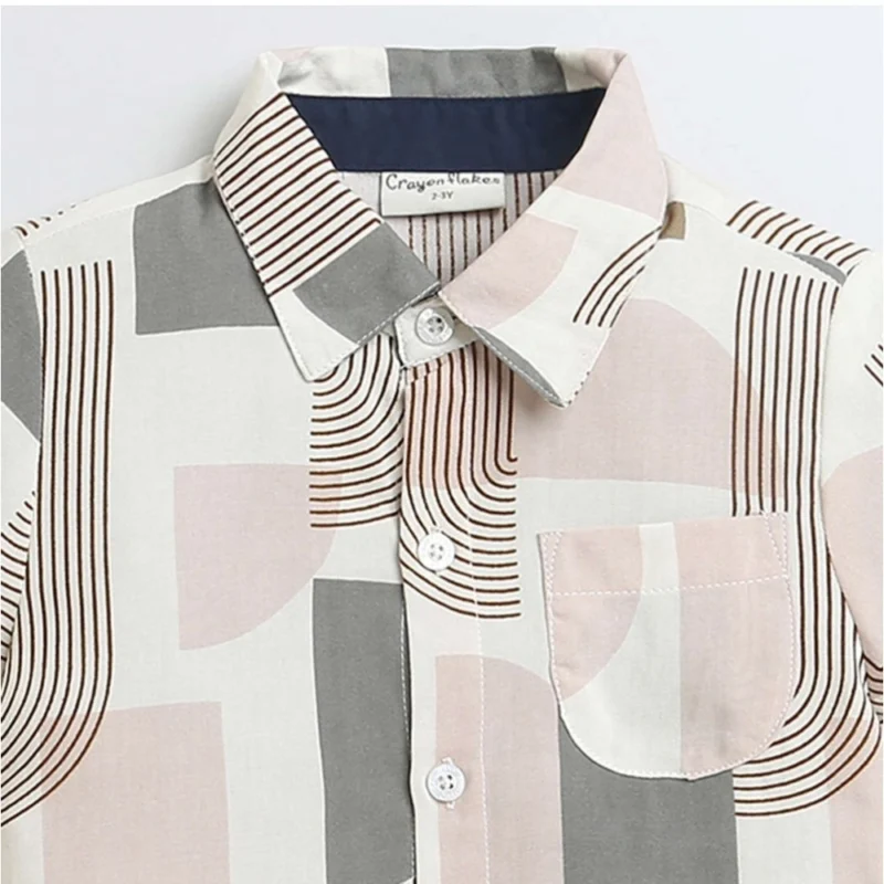 Generic Boy's Cotton Blend Printed Short Sleeve Shirt (MultiColor) - Image 3