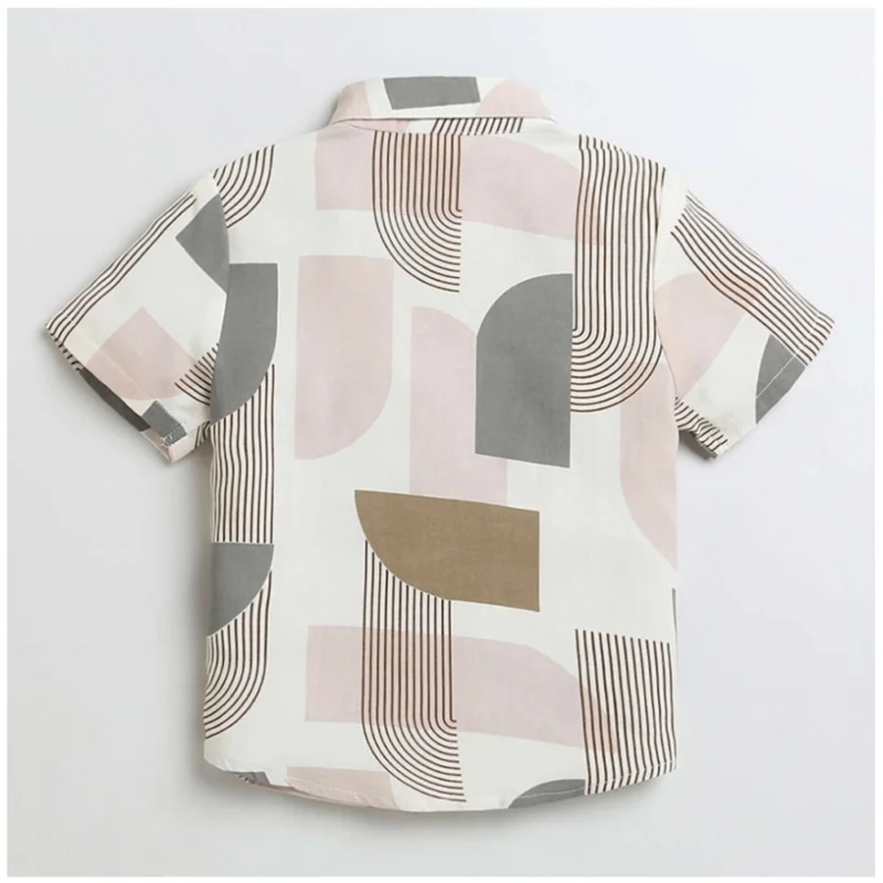 Generic Boy's Cotton Blend Printed Short Sleeve Shirt (MultiColor) - Image 4