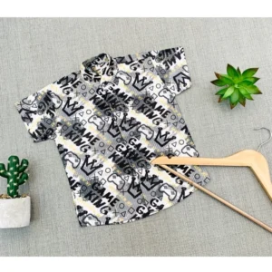 Generic Boy's Cotton Blend Printed Short Sleeve Shirt (MultiColor)