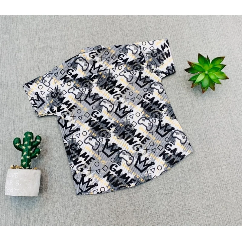 Generic Boy's Cotton Blend Printed Short Sleeve Shirt and Shorts Set (MultiColor) - Image 4