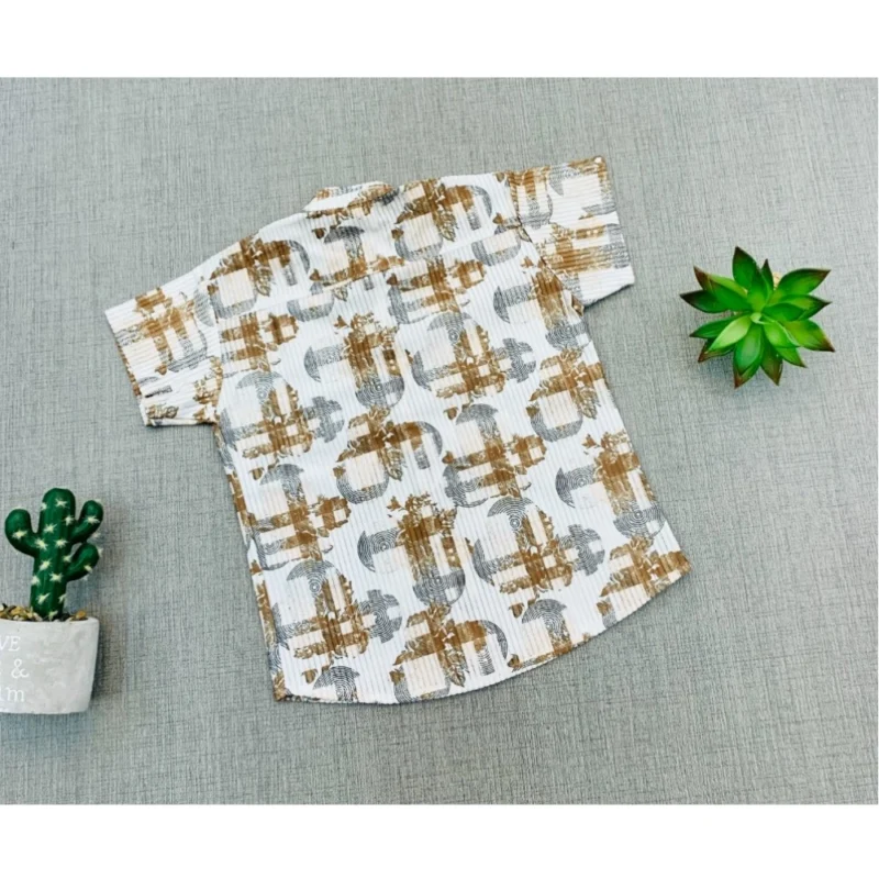 Generic Boy's Cotton Blend Printed Short Sleeve Shirt and Shorts Set (MultiColor) - Image 4