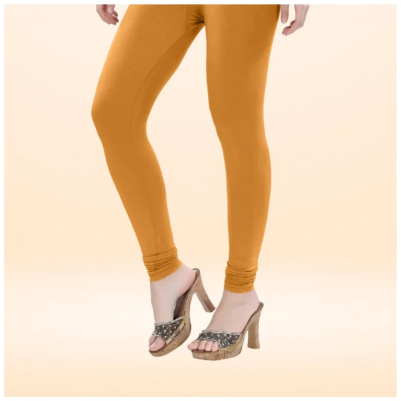 Generic Women's Cotton Blended Solid Churidar leggings (Mustard Yellow) - Image 3