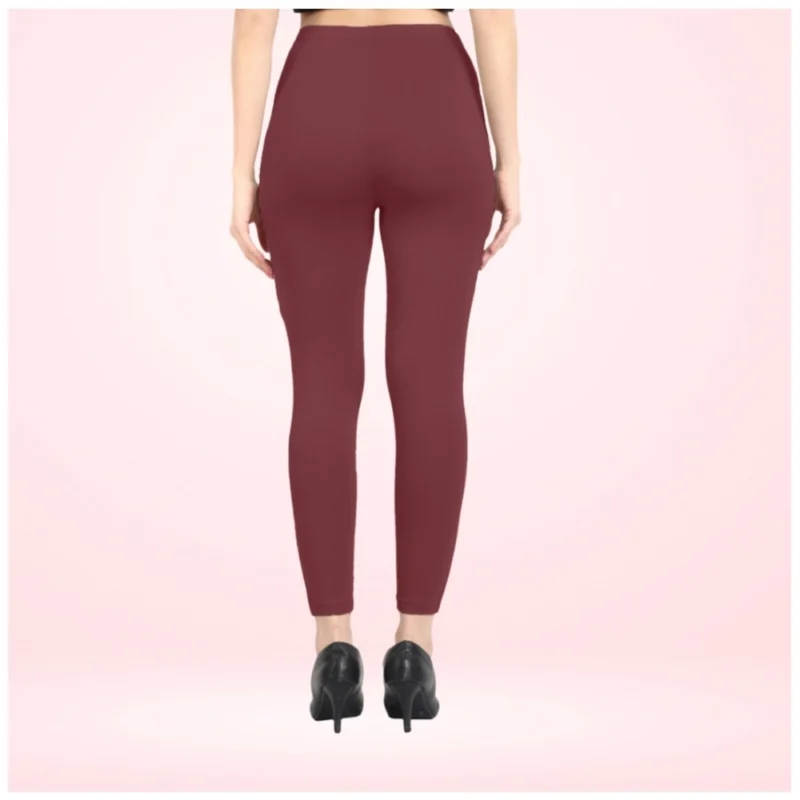 Generic Women's Cotton Blended Solid Ankle legging (Maroon) - Image 4