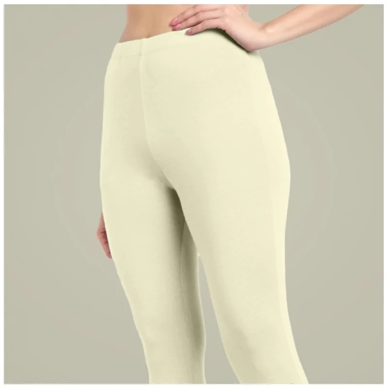 Generic Women's Cotton Blended Solid Ankle legging (Cream) - Image 2