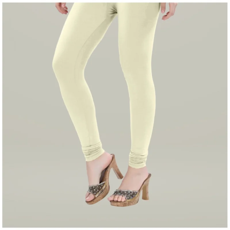 Generic Women's Cotton Blended Solid Churidar leggings (Cream) - Image 3