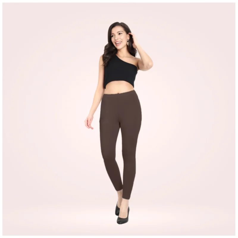 Generic Women's Cotton Blended Solid Ankle legging (Brown)