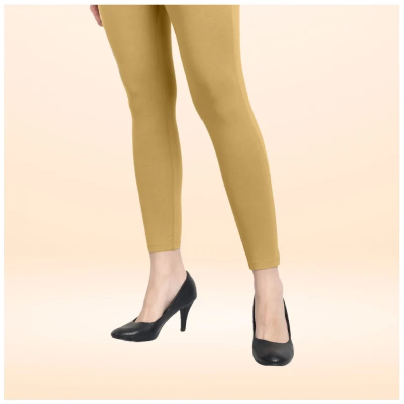 Generic Women's Cotton Blended Solid Ankle legging (Beige) - Image 4