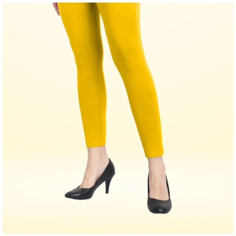 Generic Women's Cotton Blended Solid Ankle legging (Yellow) - Image 4