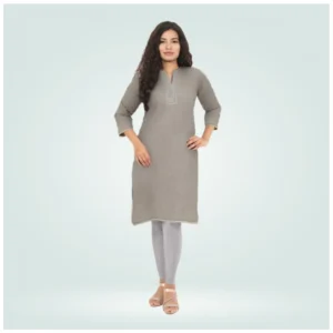 Generic Women's Cotton Blended Solid Shimmer Ankle leggings (Silver Gray)