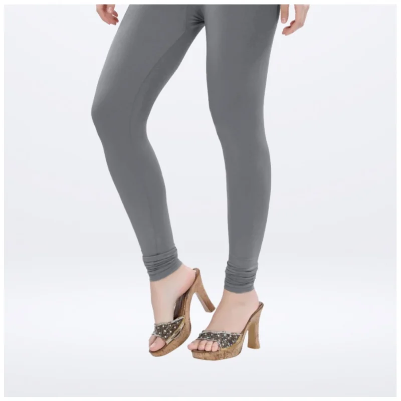 Generic Women's Cotton Blended Solid Churidar leggings (Silver Gray) - Image 3