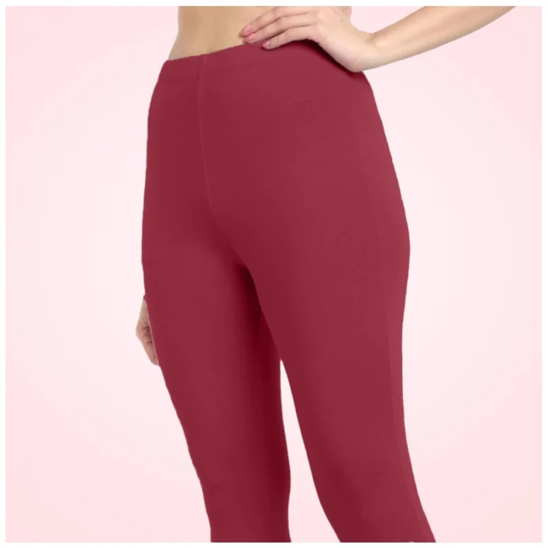 Generic Women's Cotton Blended Solid Ankle legging (Red Maroon) - Image 5
