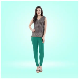 Generic Women's Cotton Blended Solid Churidar leggings (Rama Green)