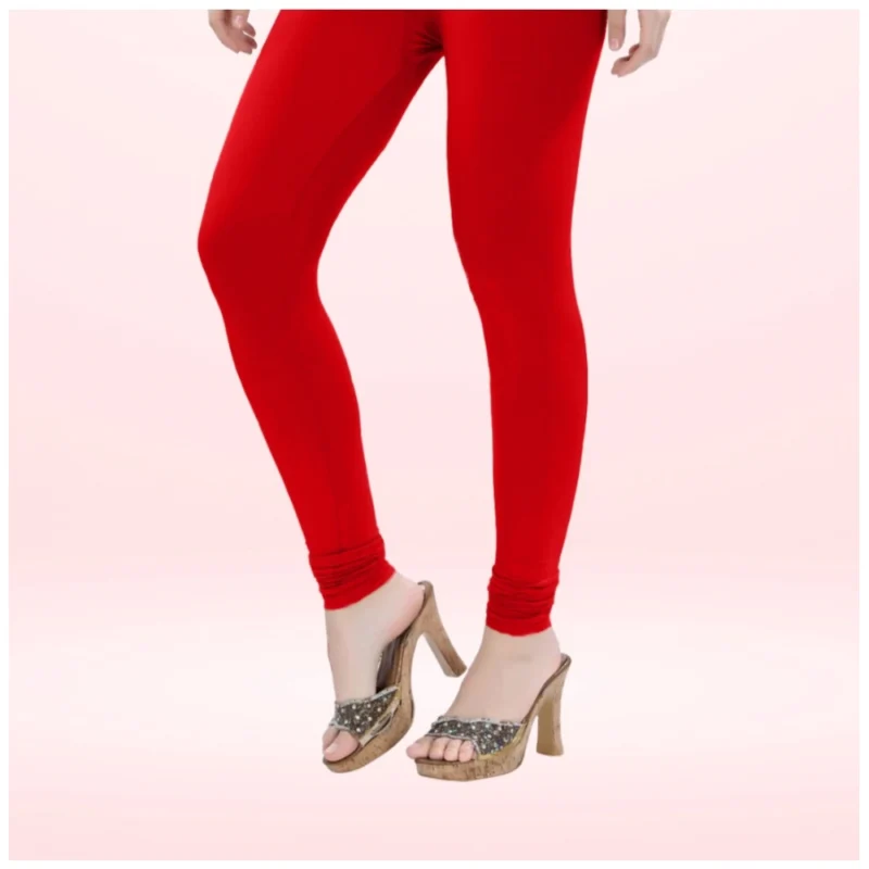 Generic Women's Cotton Blended Solid Churidar leggings (Red) - Image 3