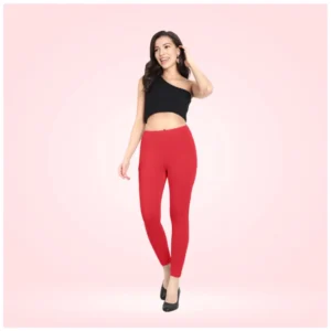 Generic Women's Cotton Blended Solid Ankle legging (Red)