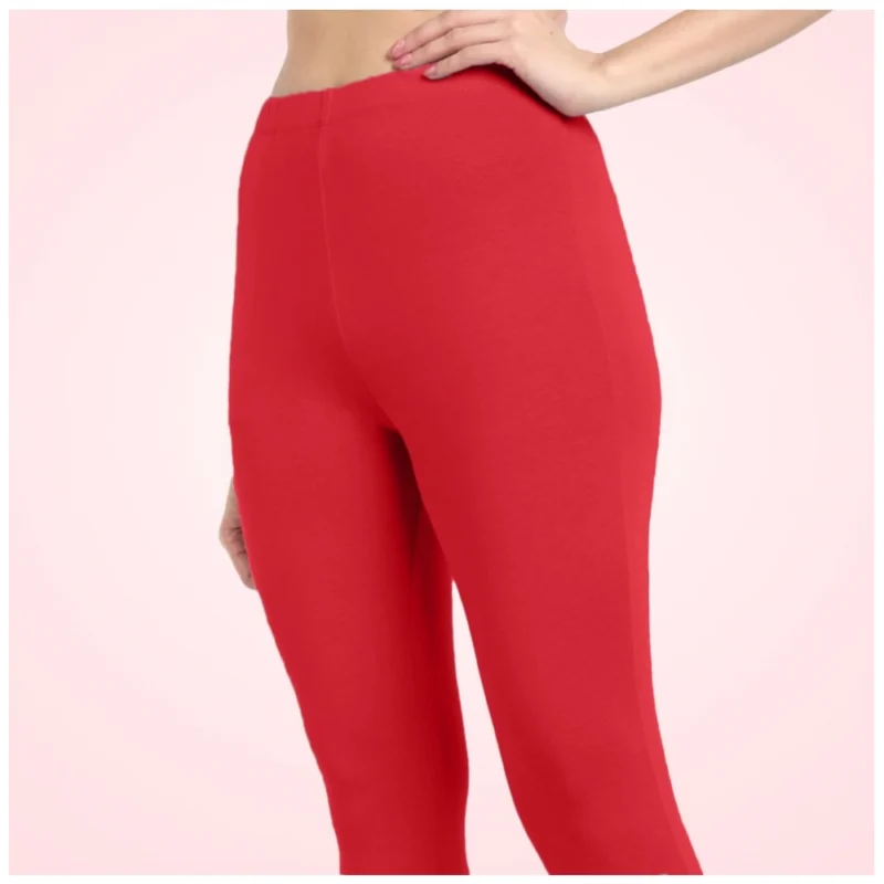 Generic Women's Cotton Blended Solid Ankle legging (Red) - Image 4