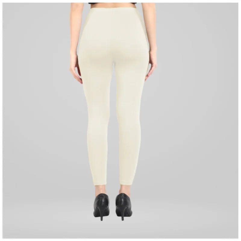 Generic Women's Cotton Blended Solid Ankle legging (Off White) - Image 4