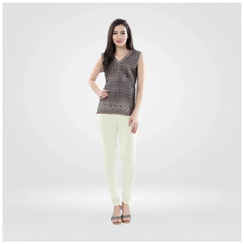 Generic Women's Cotton Blended Solid Churidar leggings (White)