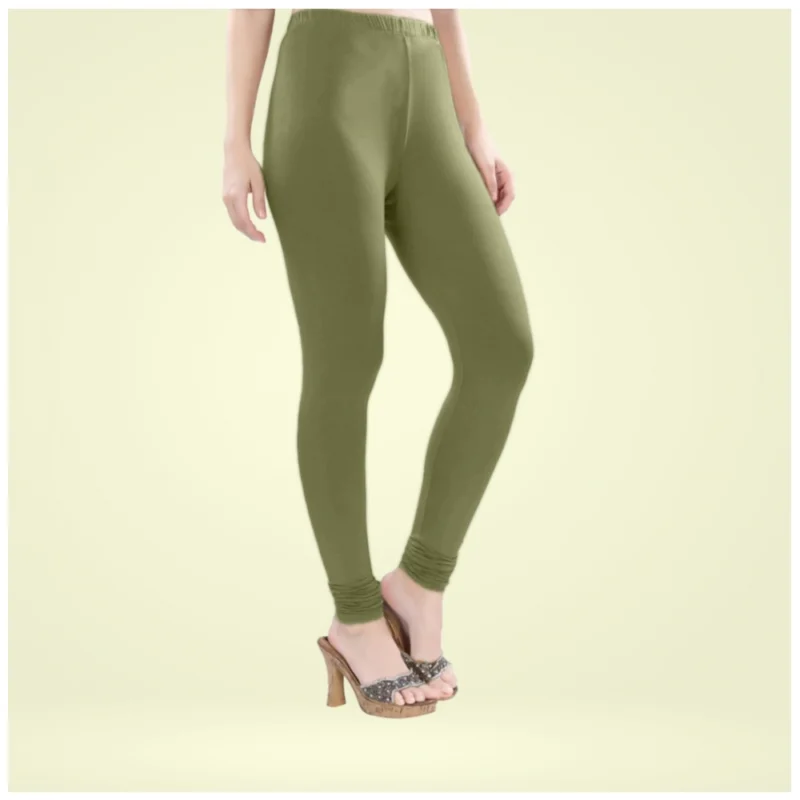 Generic Women's Cotton Blended Solid Churidar leggings (Olive Green) - Image 2