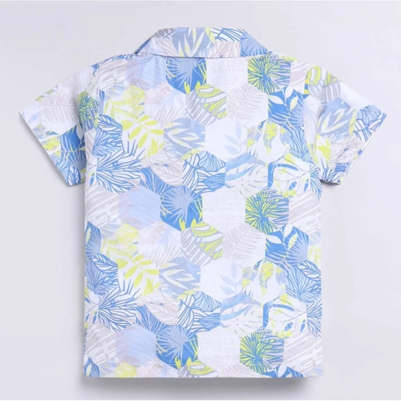 Generic Boy's Cotton Blend Printed Short Sleeve Shirt and Shorts Set (MultiColor) - Image 3