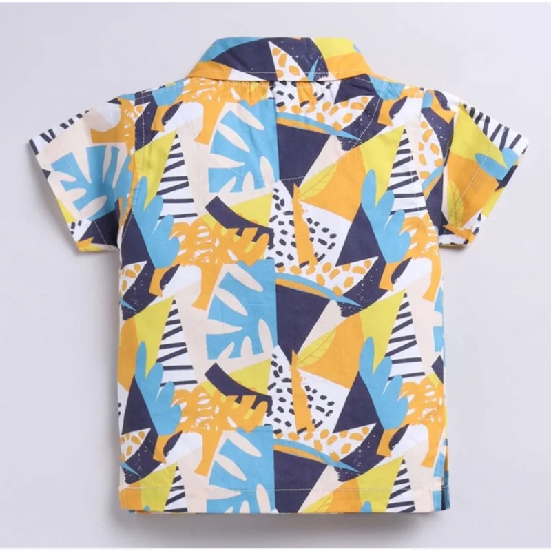 Generic Boy's Lycra Blend Printed Short Sleeve Shirt and Shorts Set (MultiColor) - Image 3