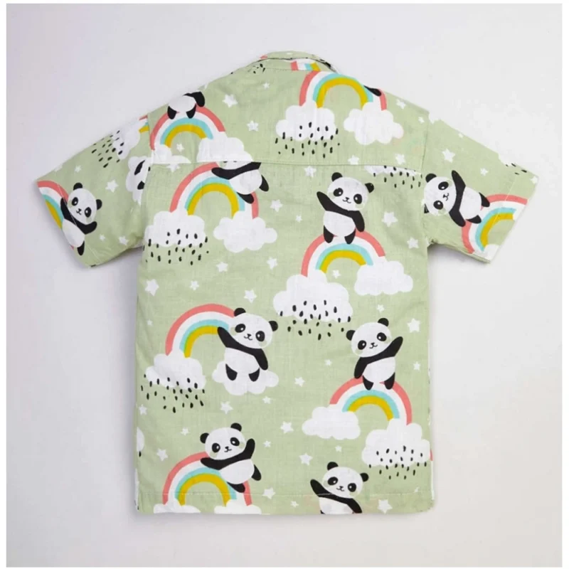 Generic Boy's Lycra Blend Printed Short Sleeve Shirt and Shorts Set (MultiColor) - Image 3