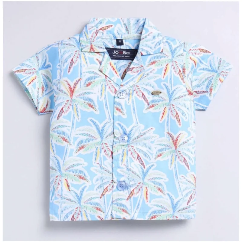 Generic Boy's Lycra Blend Printed Short Sleeve Shirt and Shorts Set (MultiColor) - Image 3