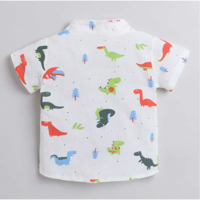 Generic Boy's Cotton Blend Printed Short Sleeve Shirt and Shorts Set (MultiColor) - Image 3