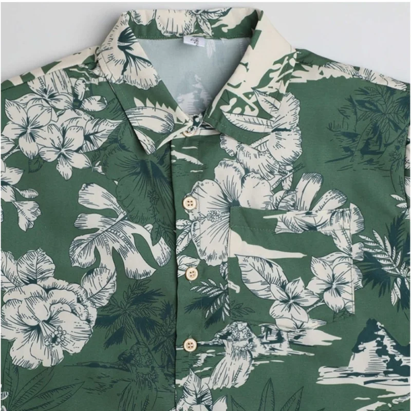 Generic Boy's Cotton Blend Printed Short Sleeve Shirt (Green) - Image 3