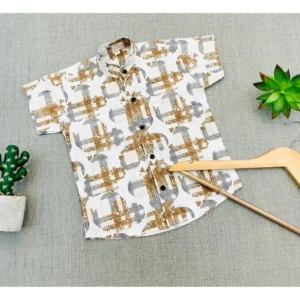Generic Boy's Cotton Blend Printed Short Sleeve Shirt (MultiColor)