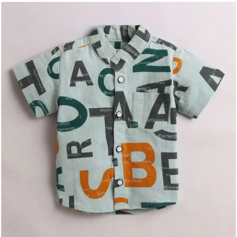 Generic Boy's Cotton Blend Printed Short Sleeve Shirt and Shorts Set (MultiColor) - Image 4