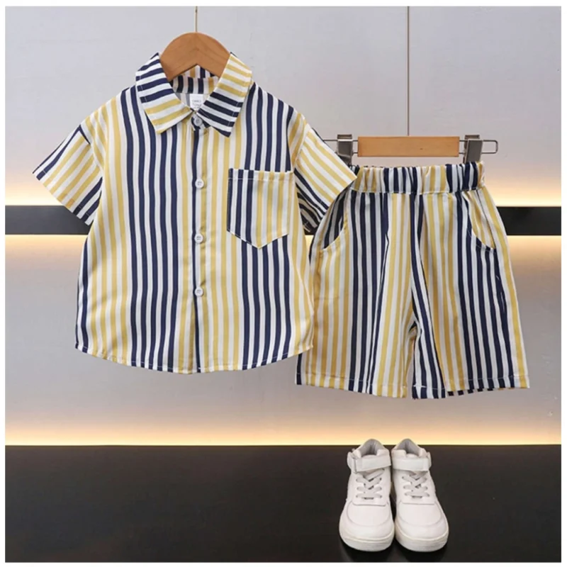 Generic Boy's Lycra Blend Printed Short Sleeve Shirt and Shorts Set (MultiColor) - Image 3
