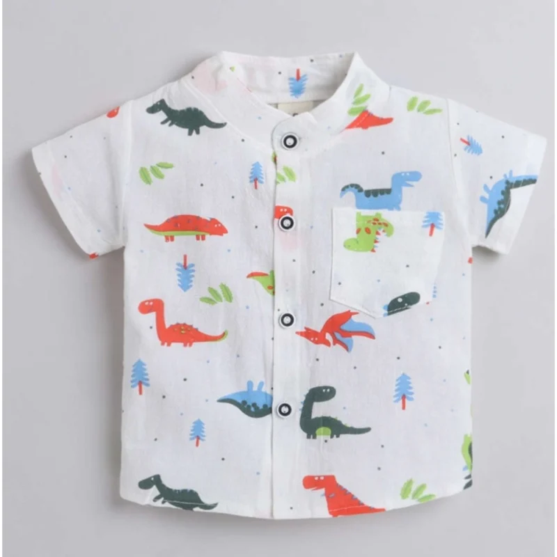 Generic Boy's Cotton Blend Printed Short Sleeve Shirt and Shorts Set (MultiColor) - Image 4