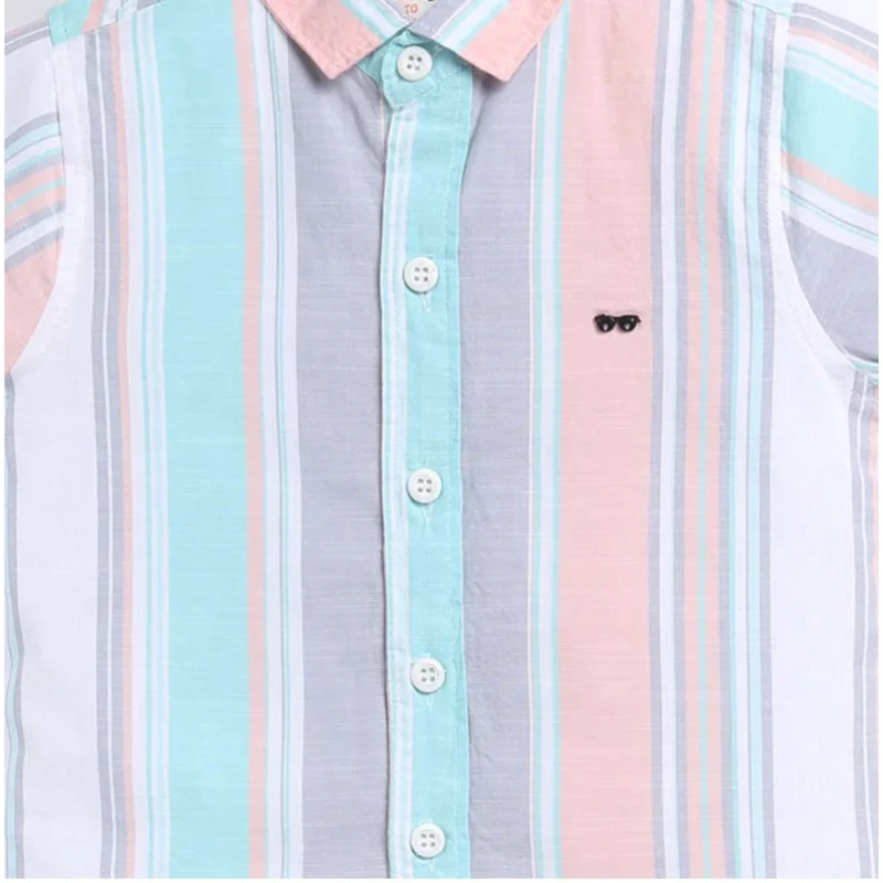 Generic Boy's Cotton Blend Printed Short Sleeve Shirt (MultiColor) - Image 3