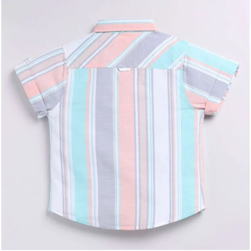 Generic Boy's Cotton Blend Printed Short Sleeve Shirt (MultiColor) - Image 4