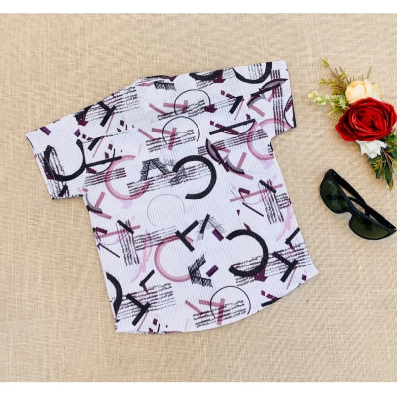 Generic Boy's Cotton Blend Printed Short Sleeve Shirt (MultiColor) - Image 3
