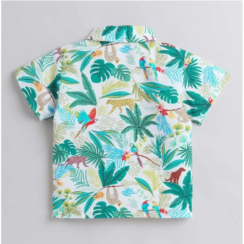 Generic Boy's Lycra Blend Printed Short Sleeve Shirt and Shorts Set (MultiColor) - Image 3