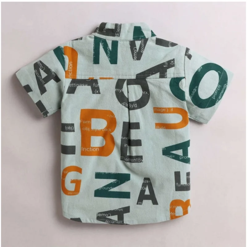 Generic Boy's Cotton Blend Printed Short Sleeve Shirt and Shorts Set (MultiColor) - Image 3