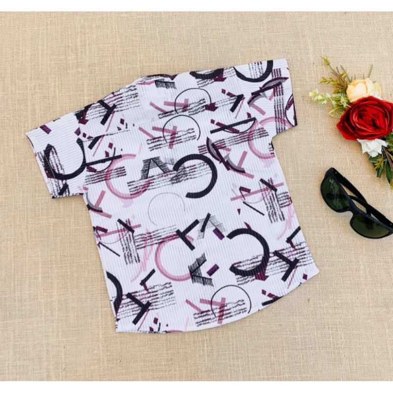 Generic Boy's Cotton Blend Printed Short Sleeve Shirt and Shorts Set (MultiColor) - Image 4