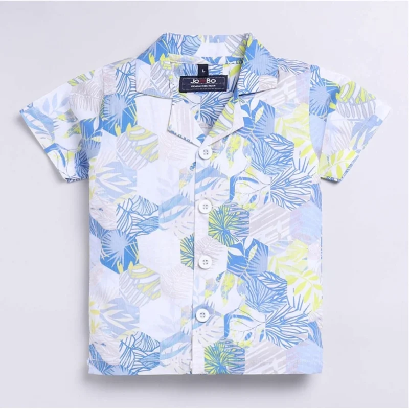 Generic Boy's Cotton Blend Printed Short Sleeve Shirt and Shorts Set (MultiColor) - Image 2