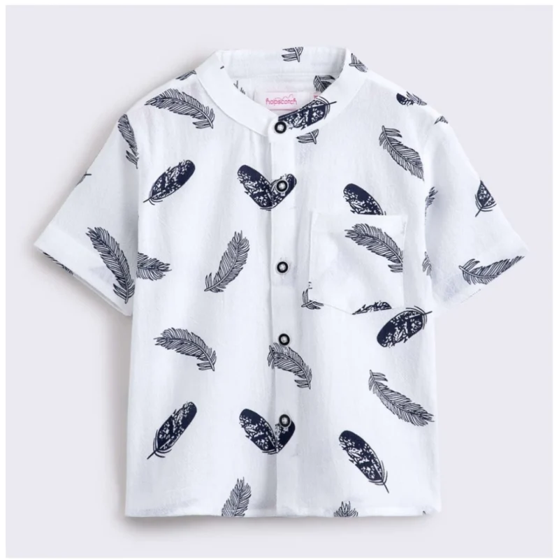 Generic Boy's Cotton Blend Printed Short Sleeve Shirt and Shorts Set (White) - Image 4