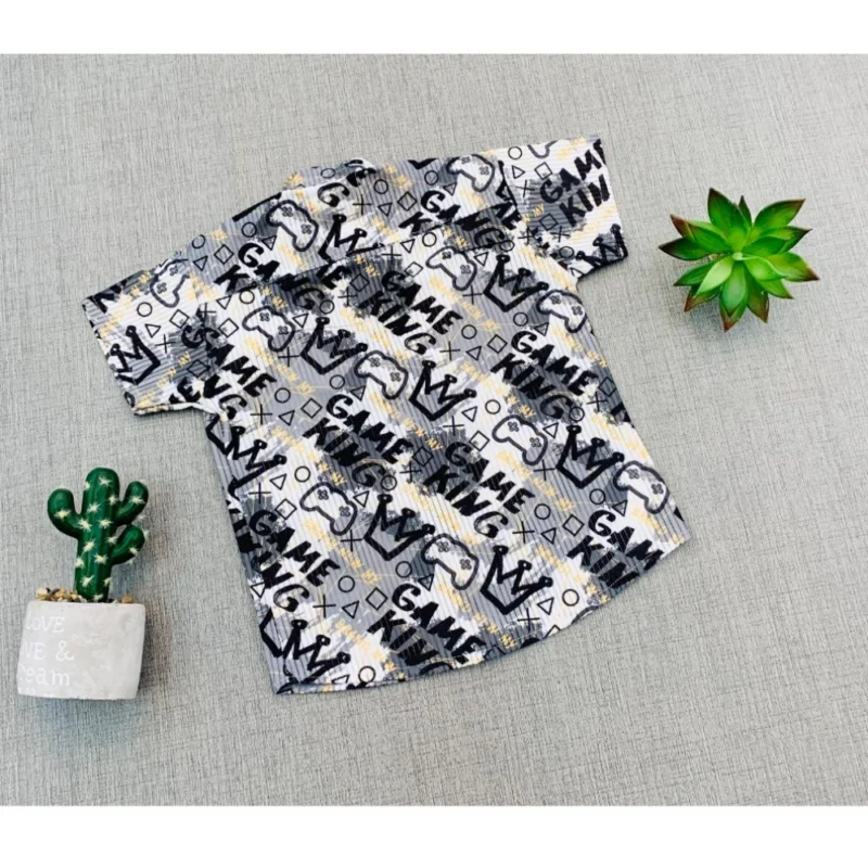 Generic Boy's Cotton Blend Printed Short Sleeve Shirt (MultiColor) - Image 3