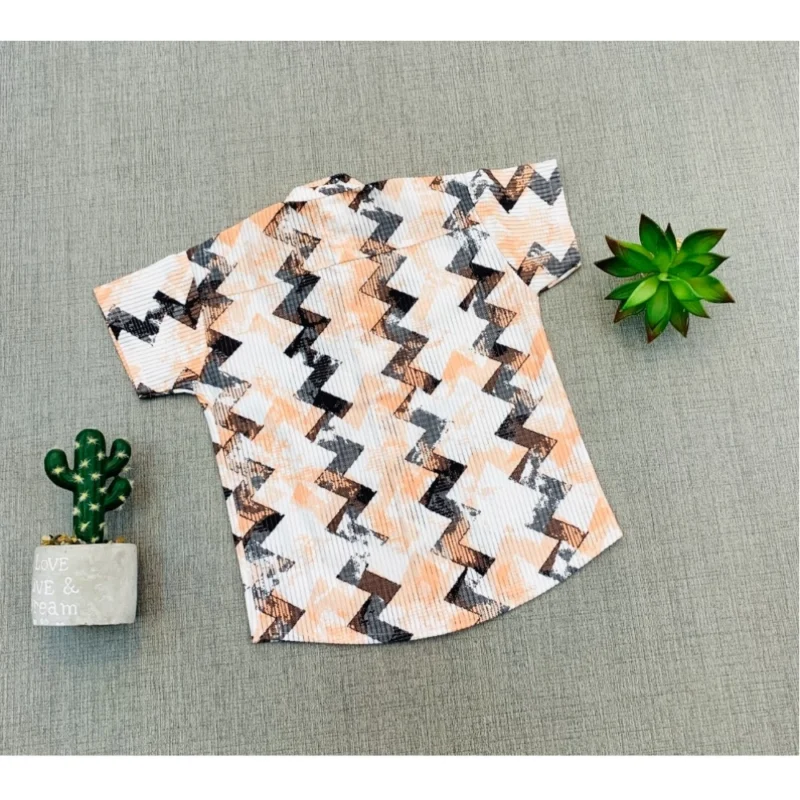 Generic Boy's Cotton Blend Printed Short Sleeve Shirt (MultiColor) - Image 4