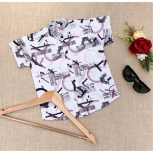 Generic Boy's Cotton Blend Printed Short Sleeve Shirt (MultiColor)