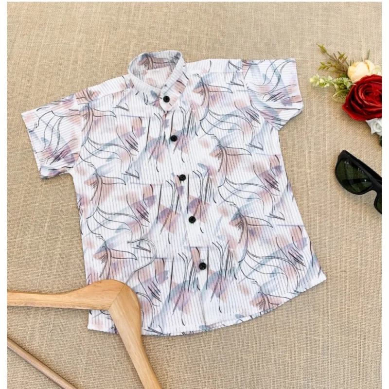 Generic Boy's Cotton Blend Printed Short Sleeve Shirt (MultiColor)