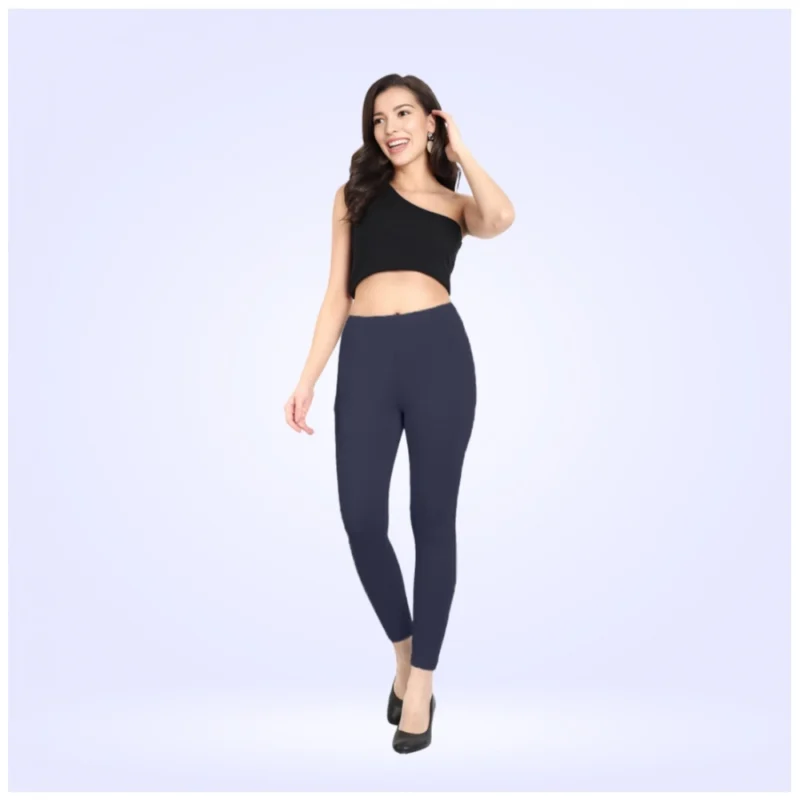 Generic Women's Cotton Blended Solid Ankle legging (Navy)